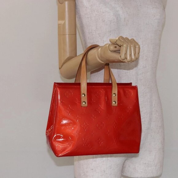 LOUIS VUITTON Monogram Vernis Reade PM Hand Bag Red Rouge M91088 LV Auth 133099 - Picture 1 of 16